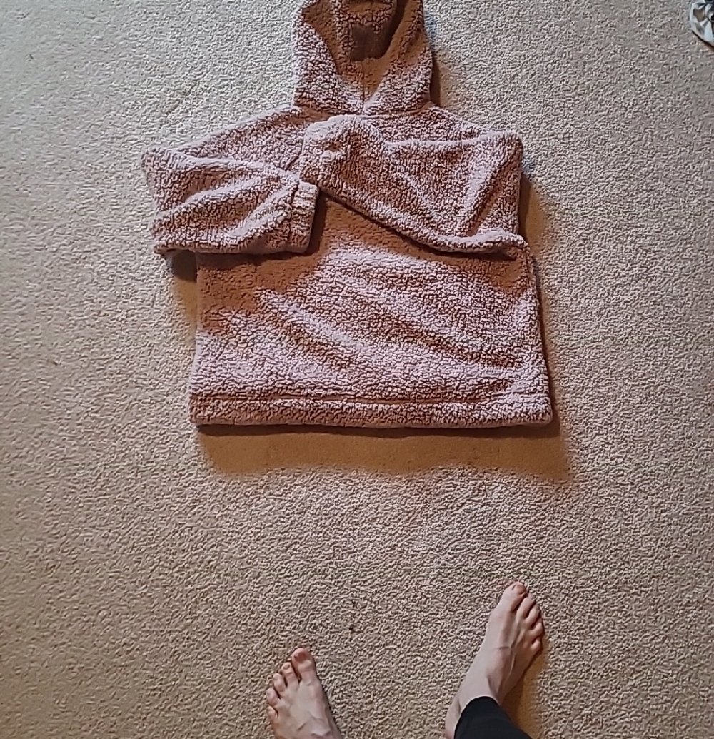 American Eagle Cozy Sherpa Hoodie - Cream and Mauve - Picture 5 of 5